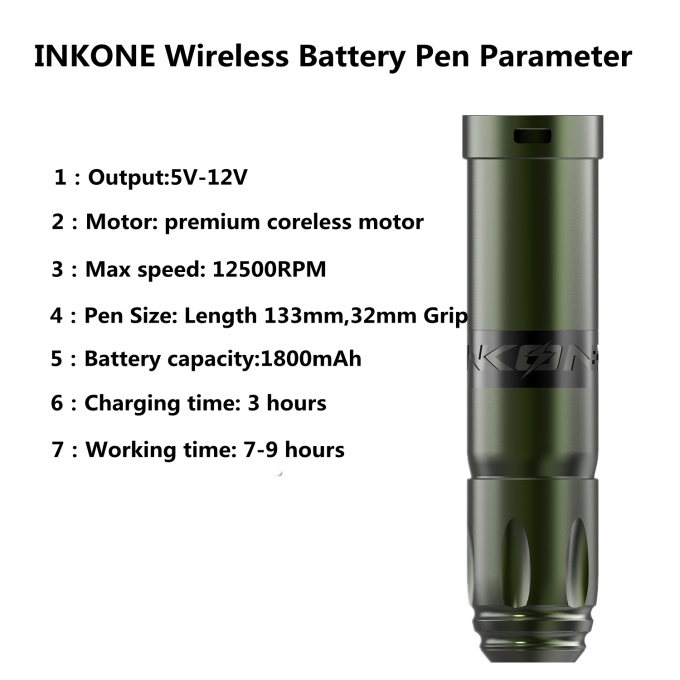 INKONE NARW ब्रांड डिजिटल एलसीडी टच स्क्रीन डिस्प्ले 1800mAh बैटरी टैटू पेन माइक्रोपिग्मेंटेशन मशीन वायरलेस टैटू मशीन 4